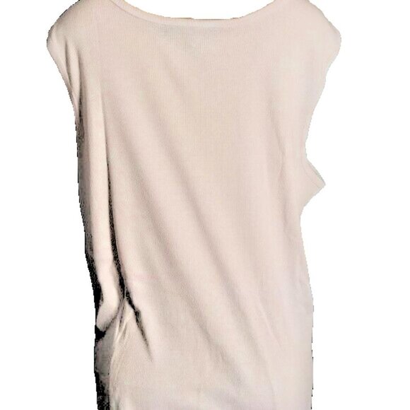 Denim 24/7 Plus 26/28 White Sequin Front Scoop Neck Ribbed Trim Tank Top - Picture 4 of 6